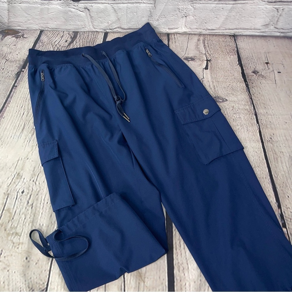 Women's Navy Cargo Capris with Elastic Drawstring Waist